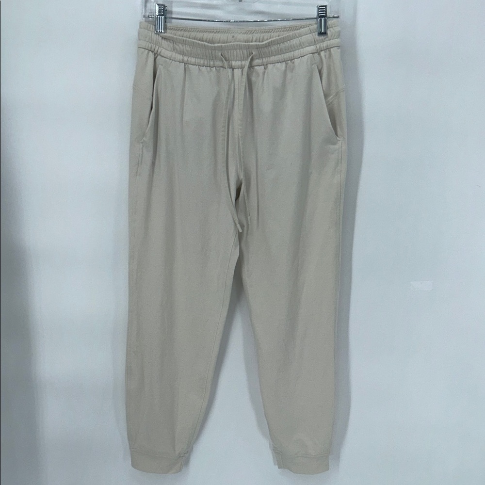Lululemon Beige Jogger Sweatpants Drawstring Logo Size 6 - Picture 2 of 11